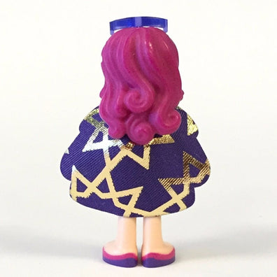 LEGO Minifigure-Livi, Dark Purple Skirt, Dark Purple Top with Gold Stars Pattern, Dark Purple Cloth Skirt with Gold Stars, Sunglasses-Friends-FRND146-Creative Brick Builders